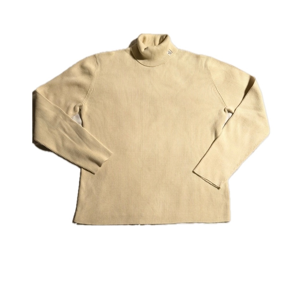 Vintage Ralph Lauren Cream Ribbed Turtleneck Sweater – 90s Classic, Timeless